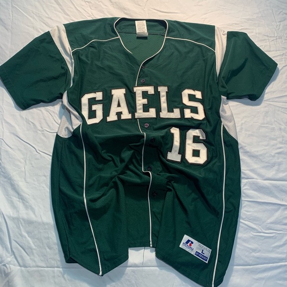 💚 Vintage 90s Gaels Russell Athletic Green Jersey with White Trim #16 Size Large - Picture 3 of 8